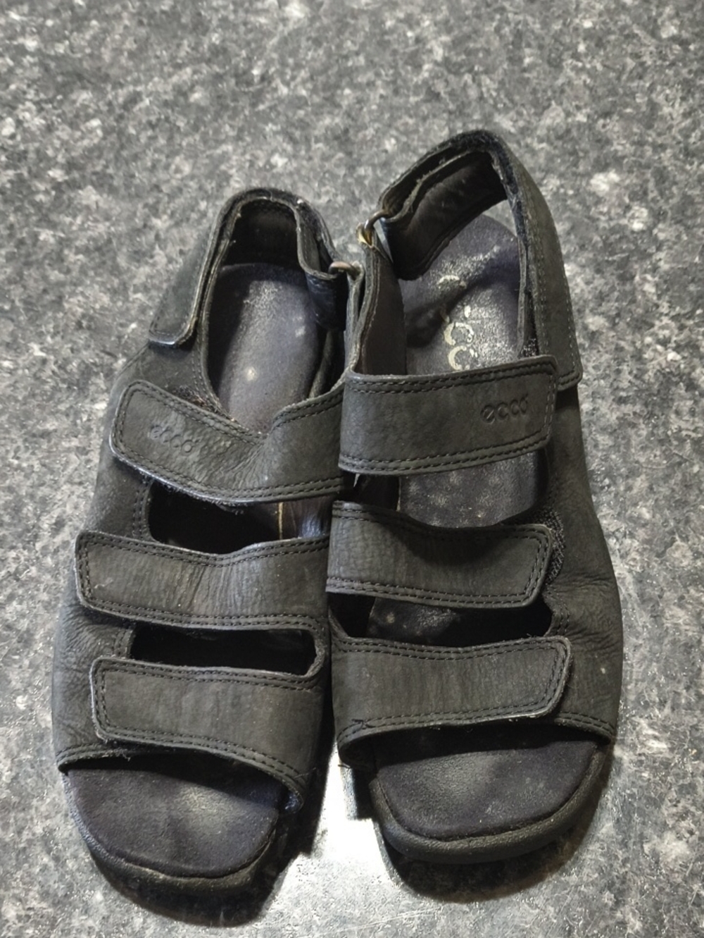 Ecco Black Kids Triple-Strap Leather Sandals